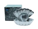 Clam With Glitter Metallic Silver