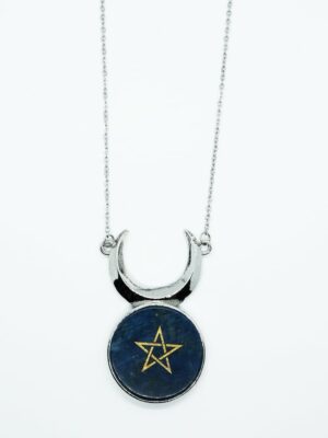 Necklace Round Pentagram Lapis