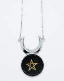 Necklace Round Pentagram Obsidian