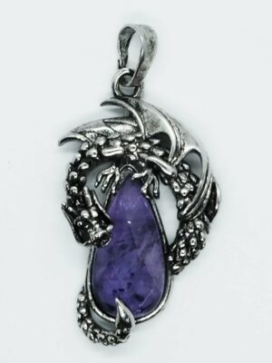 Pendant Dragon On Drop Amethyst
