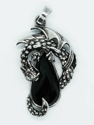 Pendant Dragon On Drop Obsidian