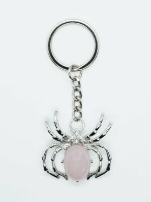 Keyring Rose Quartz Spider
