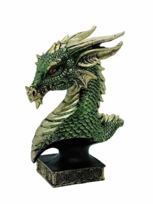 Dragon Head On Stand Green