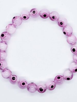 Bracelet Beaded Evil Eye Pink