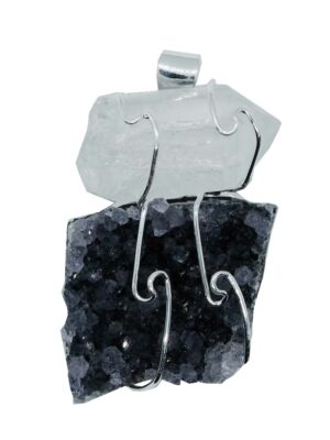 Pendant Wired Amethyst Clear Quartz