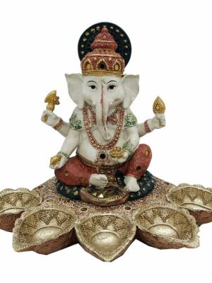 Ganesh Sitting With Leaves 12"