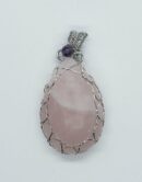 Pendant Drop Wired Rose Quartz