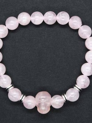 Bracelet Rose Quartz With Skull