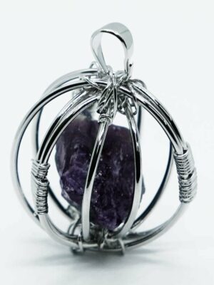 Pendant Rough Amethyst in Cage