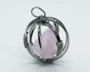 Pendant Rough Rose Quartz in Cage