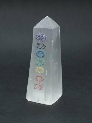 Selenite Obelisk With Chakra