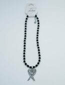 Necklace Steel Obsidian Wings