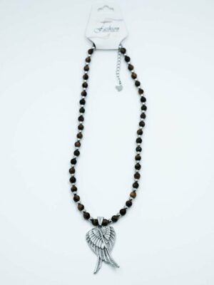 Necklace Steel Tiger Eye Wings