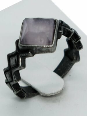 Ring Rombus Rose Quartz