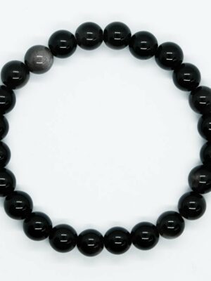 Bracelet 8mm Bead Silver Obsidian