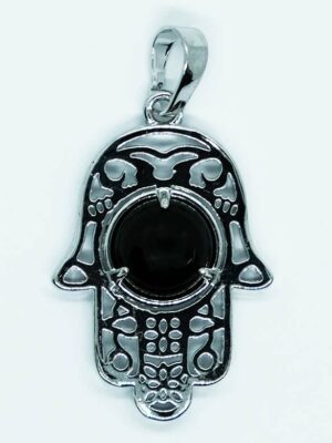 Pendant Fatima Hand Obsidian