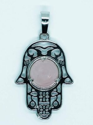 Pendant Fatima Hand Rose Quartz