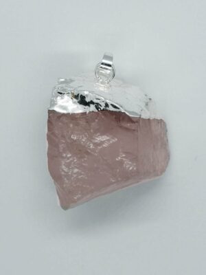 Pendant Rough Rose Quartz Silver Plated