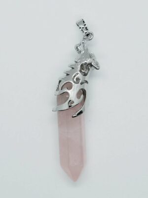 Pendant Wolf On Rose Quartz Wand