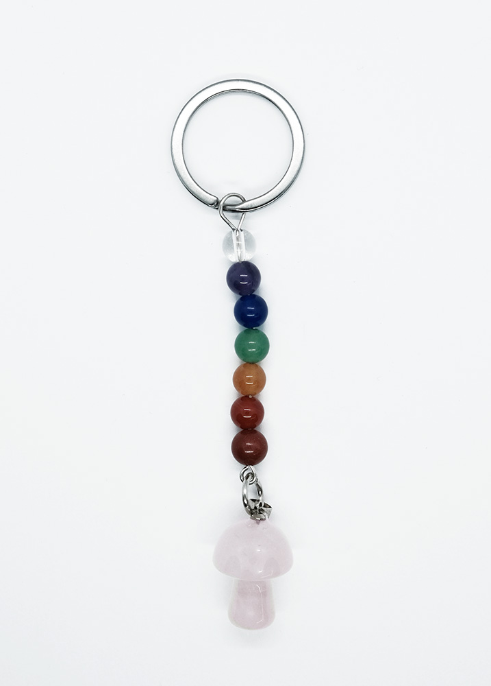 Keyring Mushroom Rose Quartz
