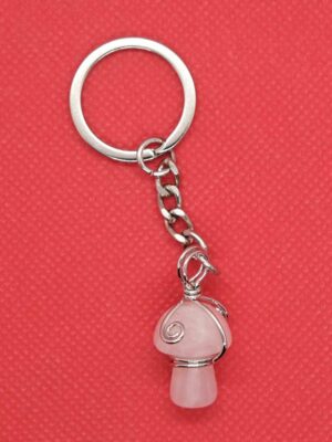 Keyring Mushroom Rose Quartz