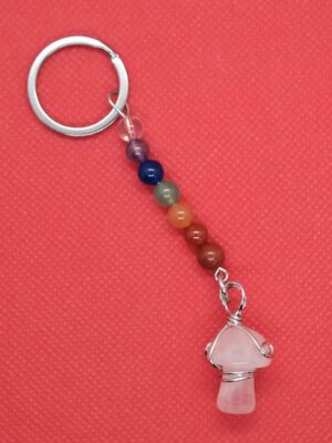 Keyring Mushroom Rose Quartz