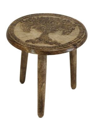 Stool Wooden Tree of Life 12"