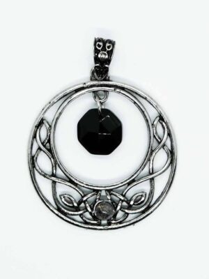 Pendant Circle Faceted Obsidia