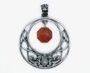 Pendant Circle Faceted Carnelian