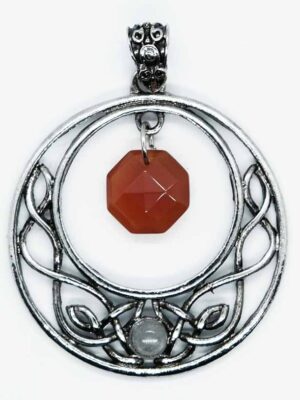 Pendant Circle Faceted Carnelian