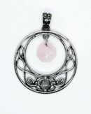 Pendant Circle Faceted Rose Qz
