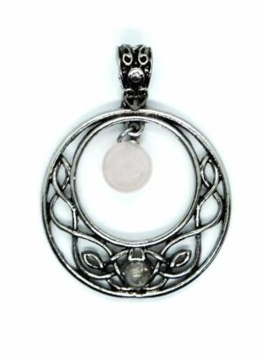 Pendant Circle Rose Qz Bead
