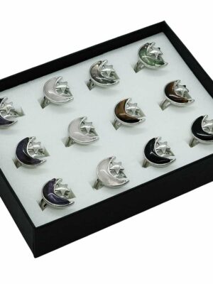 Ring With Moon Mixed Stones 12pcs