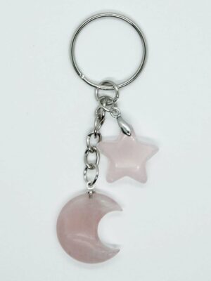 Keyring Moon Star Rose Quartz