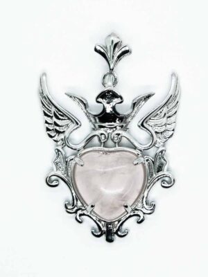 Pendant Heart Wings Rose Qz
