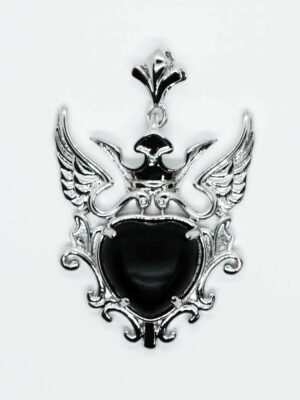 Pendant Heart  Wings Obsidian