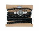 Bracelet Set Leather Black
