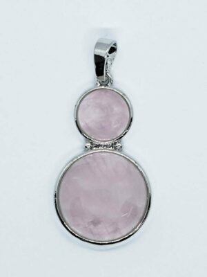 Pendant Two Rounds Rose Quartz
