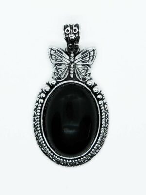 Pendant B/fly Oval Obsidian