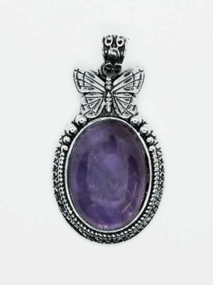 Pendant B/fly Oval Amethyst