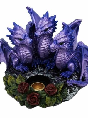 Candle Holder 3 Dragons Purple