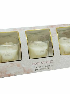 Candle With Rose Quartz Pack of 3