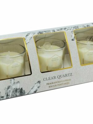 Candle With Clear Quartz Pack of 3