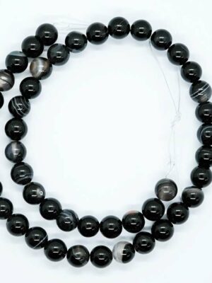 String Bead 8mm Agate Black