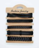 Bracelet Set Leather Black