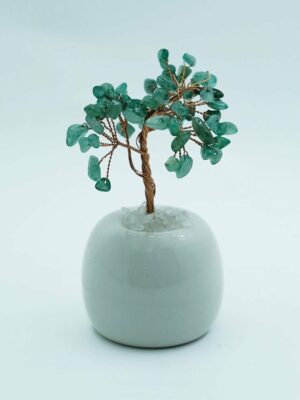 Tree Chip Aventurine White Pot