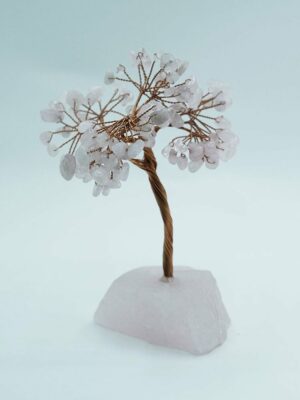 Tree Chip Rose Qz With Base