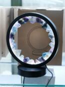 Lamp Round Black Rainbow fluorite