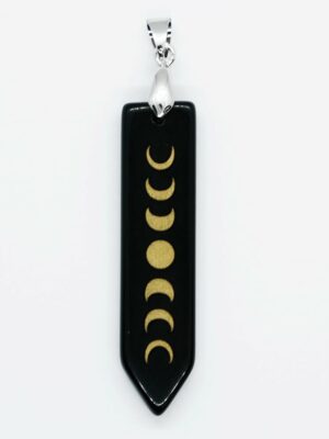 Pendant Point Moon Phase Obsidian
