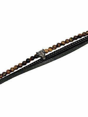 Bracelet Leather Tiger Eye Wolf
